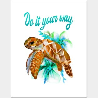 Turtle, Flower, Positive, Marine, Spiritual Posters and Art